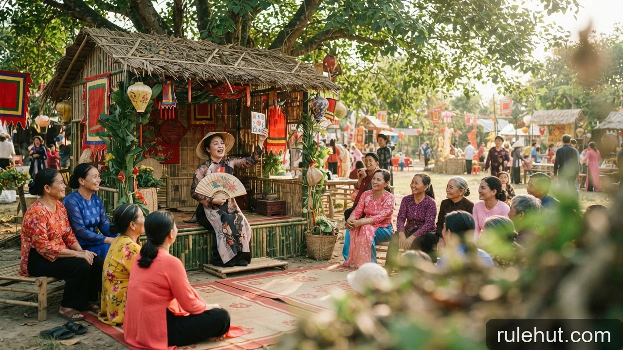 Minh họa: Bài chòi kết hợp diễn xướng và thẻ bài như thế nào?