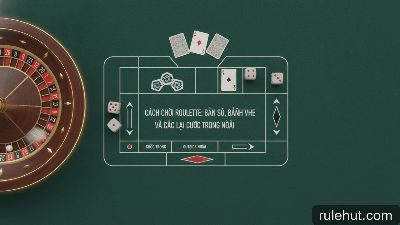 Minh họa cho Cách chơi Roulette: bàn số, bánh xe và các loại cược trong ngoài