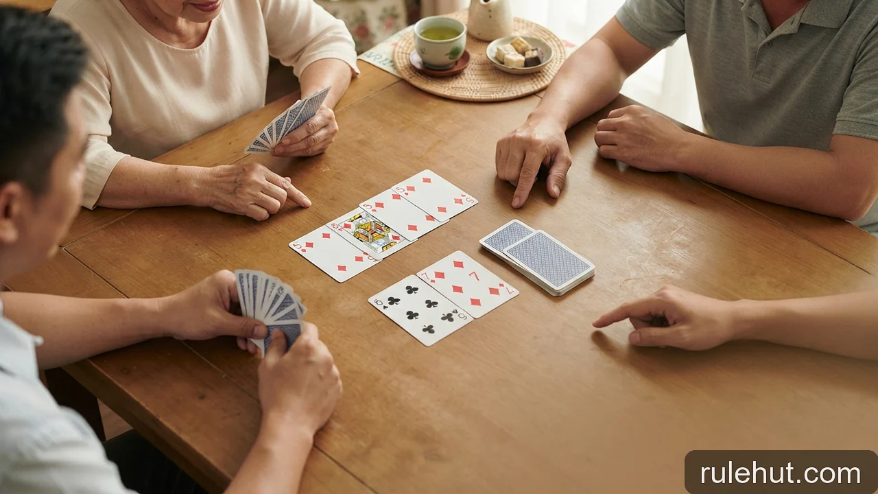 Minh họa: Từ điển Tiến lên: đôi thông, tứ quý, cóng và chặt