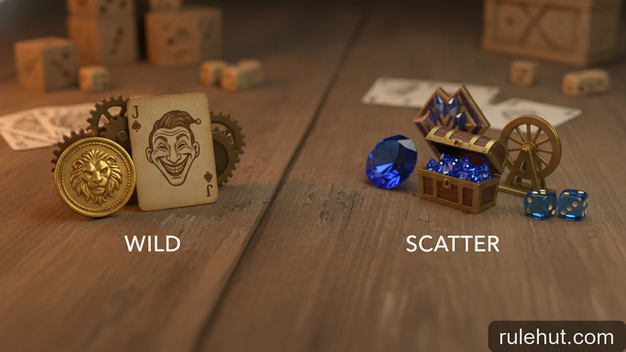 Minh họa: Wild và Scatter trong Slots: Biểu tượng đặc biệt và chức năng của chúng