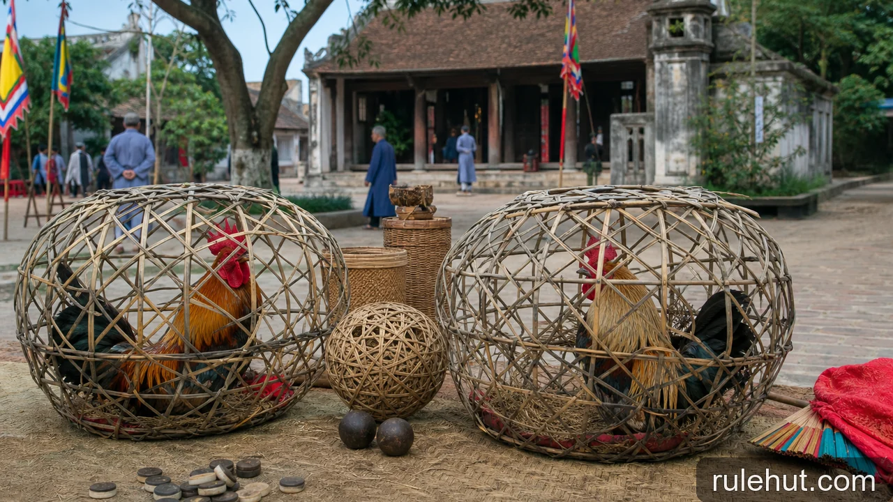 Minh họa cho Đá gà trong lễ hội Việt Nam: văn hóa, pháp lý và phúc lợi động vật